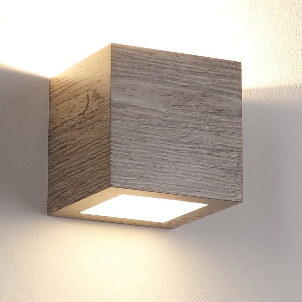 LED Up Down Strahler Wand Lampe Gäste Zimmer Beleuchtung DIMMER Leuchte Holz 