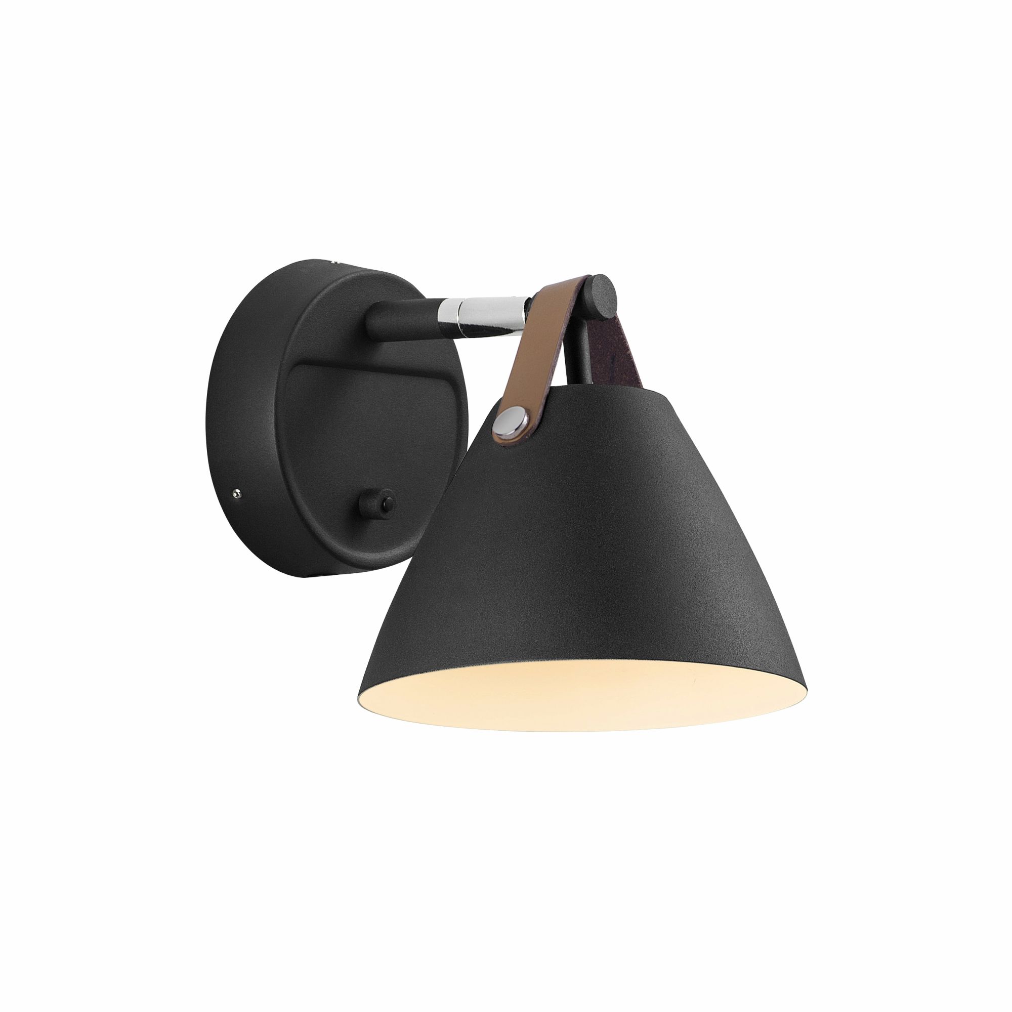 GU10 Wandleuchte aus Leder Industrial-Style Wandlampe Schwarz mit Schalter  ø 16,5 cm | WOHNLICHT