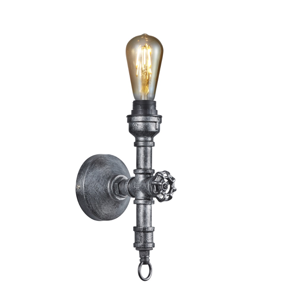 Industrie Stil Wand Leuchte Quartz Uhr Wasser Rohr Lampe gold Big Light 