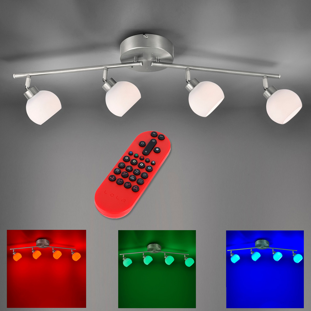 LED Deckenleuchte rund RGB Fernbedienung Farbwechsel Flur Dimmer Spots drehbar 