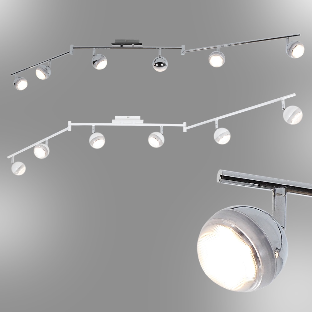 LED Deckenstrahler, 6-flammig, verstellbar, modern, WOHNLICHT Weiß o. Chrom 