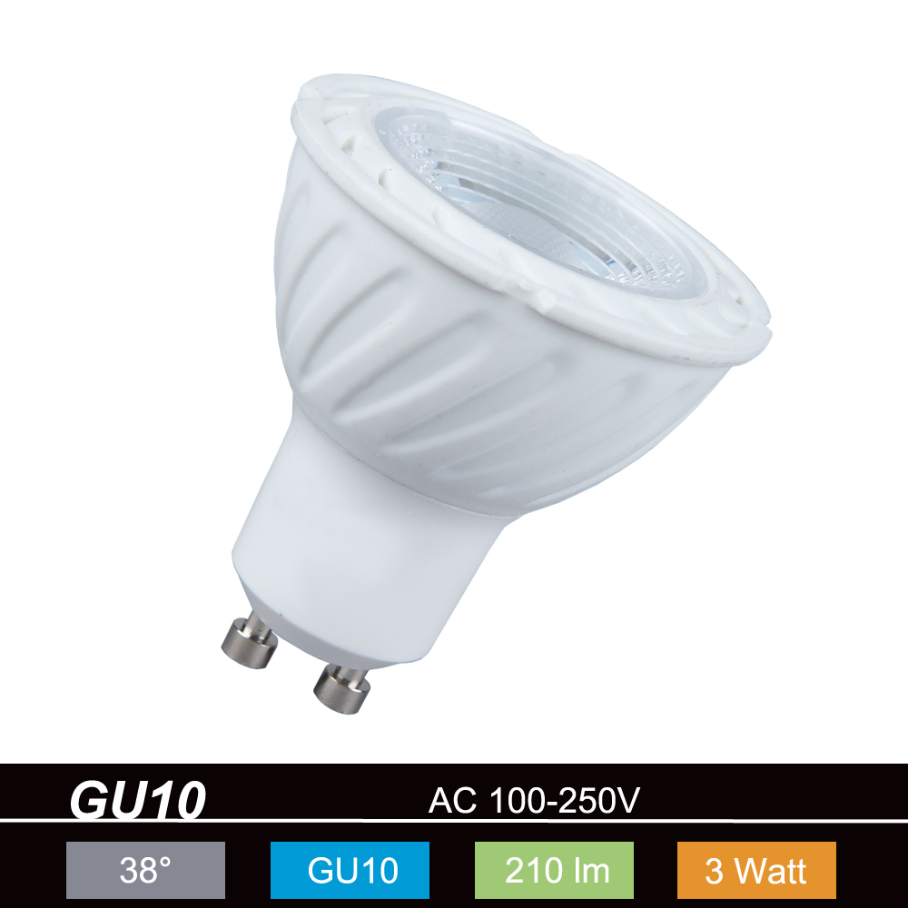 38° GU10 230V 3W COB LED warmweiß 230lm nicht dimmbar Abstrahlwinkel