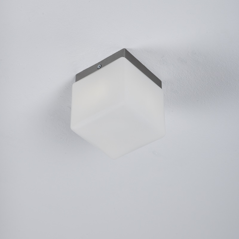 LED-Deckenleuchte, modern, WOHNLICHT quadratisch, | Opalglas Nickel-matt