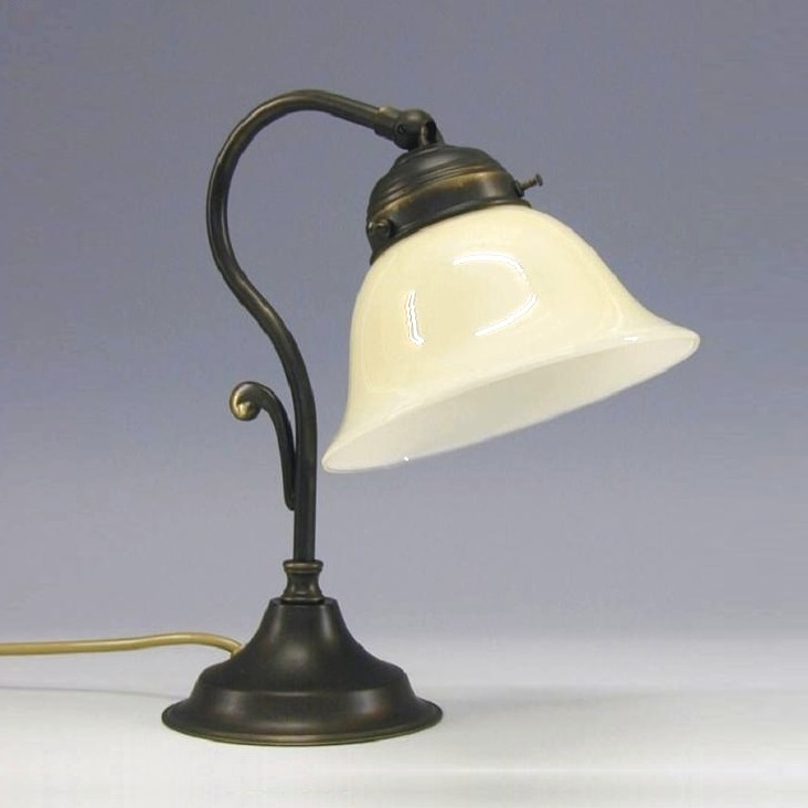 Tischleuchte Nostalgie Lampe Leuchte Glasschirm Vintage Tischlampe Glasschirm 