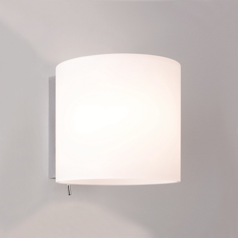 LED Wandlampe DIMMBAR 30x22cm mit Glaslampenschirm in weiß mit Dekor-Kreisen E27 