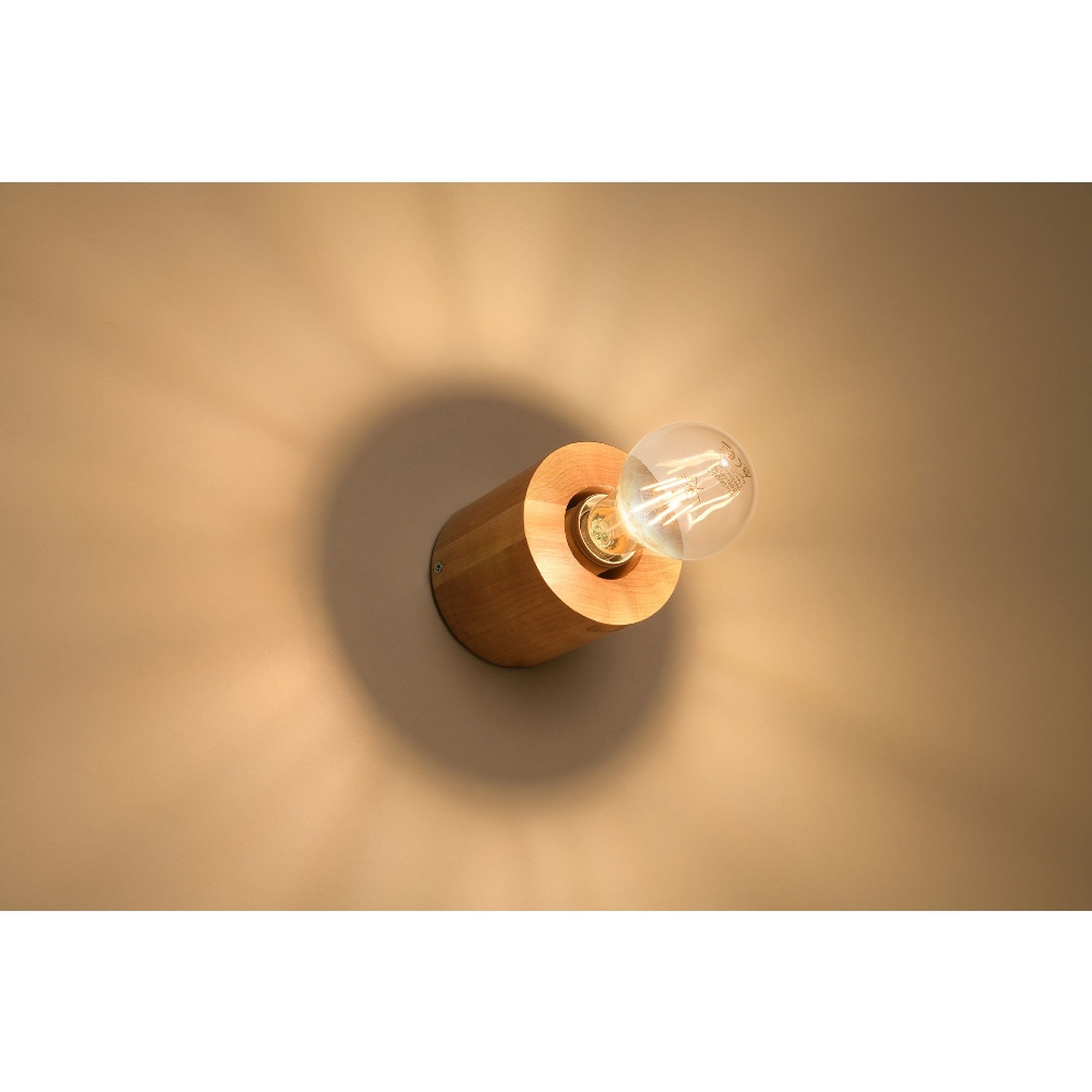 zylindrische skandinavische E27 Wandleuchte WOHNLICHT ideal für Glühbirnen aus 10 cm Holz | Wandlampe Filament-Leuchtmittel