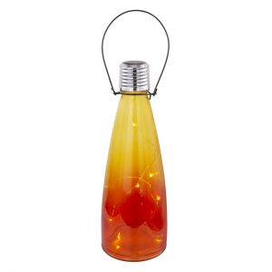 12er Set LED Solarleuchte Dekoleuchte aus Glas dekorative Flaschen 10-flammige Außenleuchte ø 9 cm Schalter, inkl. Akku IP44 