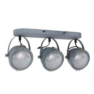 3-flammiger LED Deckenstrahler im Industrie-Stil, Deckenspot, grau silber, GU10, inkl. 3x LED 4,9 W betongrau/grau