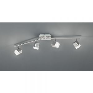 4-flammiger LED Deckenspot mit schwenkbaren Spots, nickel silber, Spotschiene, inkl. LED 4x4W silber, matt/vernickelt