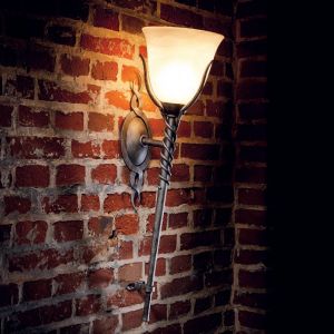 LED Wand Fackel Lampe Landhaus Stil Beleuchtung Ess Zimmer Leuchte antik braun 