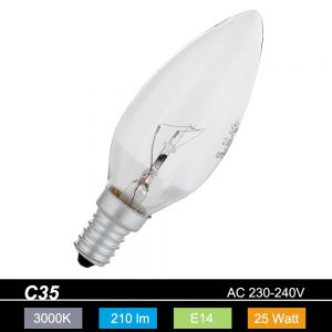 E14-250 x Qual Kerze Kerzenlampe 25 Watt klar 25W Glühlampe