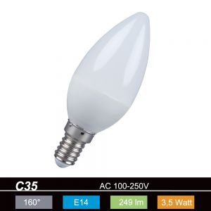 C35 Kerze LED E14 3,5W opal 2700K 230V 249lm 160° nicht dimmbar 