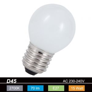 D45 Tropfen 15 Watt opal weiß, E27  stoßfest 1x 15 Watt, 15 Watt, 90,0 Lumen