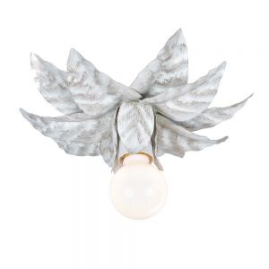 Deckenlampe, florentiner Stil, 1-flg, Blattdesign, D 30 cm, Antik-Weiß weiß