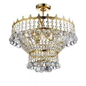 Deckenleuchte 5-flg. Versailles aus Kristallglas in Gold gold