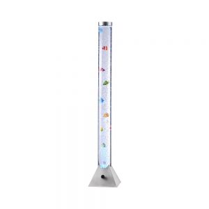 dekorative LED Wassersäule mit 10 bunten Fischen RGB-Farbwechsel mit Luftbläschen-Regulation über Schnurschalter, 120 x 21cm , Wasser-Sprudelsäule | Dekoleuchte 