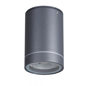 Dimmbare down light Außenleuchte rund aus Aluminium in anthrazit mit GU10 Fassung ø 6,5 cm 