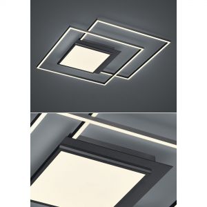 dimmbare rechteckige LED Deckenleuchte mit CCT-Lichtfarbsteuerung & Fernbedienung Deckenlampe anthrazit 