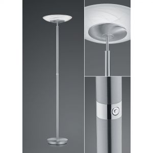 dimmbare runde LED Deckenfluter Fluter Stehleuchte mit Glas matt Stehlampe nickel und chrom mit Schalter ø 42 cm 