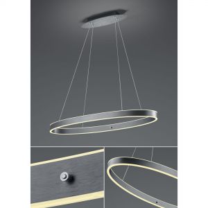 dimmbare runde LED Ring Pendelleuchte eloxiert Hängelampe anthrazit mit Schalter 