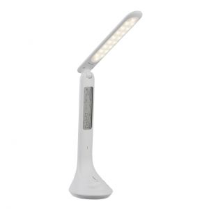 dimmbare Tischleuchte Lampe mit Sensor Uhrzeit-Kalender- Weckerfunktion Adapter Tischlampe weiß 