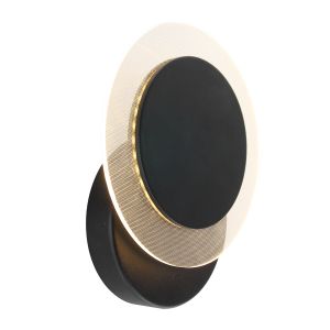 dimmbare und drehbare LED Wandleuchte rund mit gepunkteter Glasscheibe matt Wandlampe schwarz ø 17 cm schwarz, matt