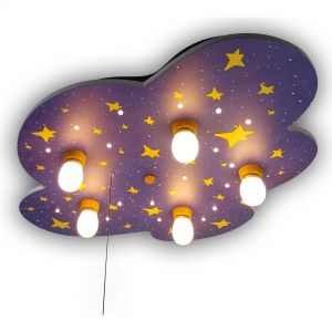 E14 Deckenleuchte Kinderleuchte mit Schlummerlichtfunktion Wolkenform 5-flammige Deckenlampe mit Schalter 74 x 57 x 7 cm Nachthimmel Nachthimmel