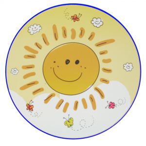 E14 Wandleuchten bruchfeste Kinderleuchte runde Wandlampe mit Schalter 25 x 8 cm gelb Sunny Sonne Sunny