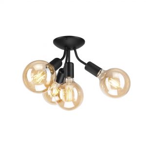 E27 Deckenleuchte skandinavische 4 -flammige Deckenlampe Bulb-Leuchte schwarz 23 x 17 cm schwarz