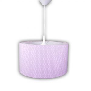 E27 Pendelleuchte mit Stoffschirm Kinderleuchte runde Hängelampe rosa weiße 35 x 19 cm Miniherzen multicolor/rosa/weiß