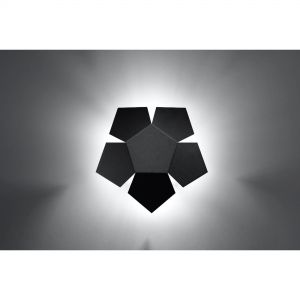 eckige Wandleuchte mit Geometrische Formen Pentagon 5-Eck 2-flammige Wandlampe schwarz 30 cm schwarz
