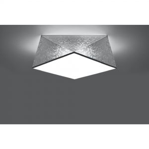 geometrische E27 Deckenleuchte aus Stahl 2-flammige Deckenlampe Dreiecke silber pixel 40 x 15 cm 