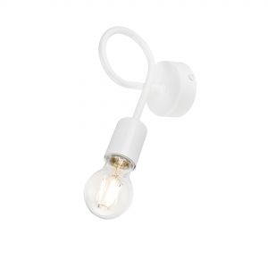Geschwungene E27 Wandleuchte industriale Wandlampe weiß 8 x 18 cm 1x 60 Watt, weiß