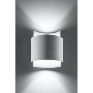 halbrunde Up- and Downlight Wandleuchte aus Stahl Wandlampe weiß 23 x 22 x 11 cm weiß