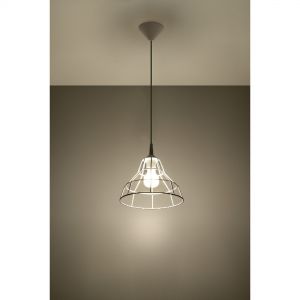 Industrial-Style E27 Pendelleuchte aus Stahl Käfig-Lampe - weiße cage light Hängelampe 25 x 80 cm in 2 Farben 