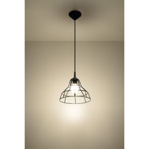 Industrial-Style E27 Pendelleuchte aus Stahl Käfig-Lampe - schwarz cage light Hängelampe 25 x 80 cm schwarz