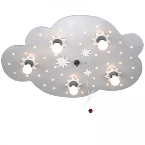 Kinderdeckenleuchte XL-Wolke in silber, Sternenhimmelfunktion 