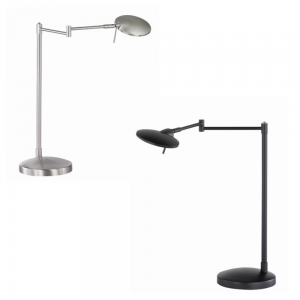 klassische LED Tischleuchte mit schwenkbarem Arm, dimmbar, silber o. schwarz, Leseleuchte inkl. LED 8W 
