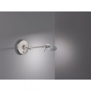 klassische LED Wandleuchte mit schwenkbarem Arm, stufenlos dimmbar, silber, inkl. LED 8W silber, matt/vernickelt