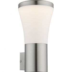 LED Außenwandleuchte aus Edelstahl opal Zylinder Außenleuchte Außenwandlampe warmweißes 12 x 23.5 cm IP44 