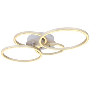 LED Deckenleuchte matt länglich 4 Ringe Ring-DM: 2x30cm 2x205cm Deckenlampe nickel und 