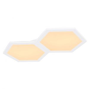 LED Deckenleuchte opal länglich 2 Sechsecke aneinander Deckenlampe weiß 