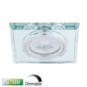 LED Einbaustrahler, Glasrahmen eckig, 1er-Set, LED 5 Watt dimmbar 