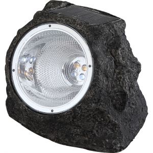 LED Solarleuchte Stein grau 2-flammige Außenleuchte inkl. Akku LxBxH:150x125x105, LED 0,06W 3,2V IP44 