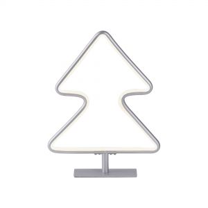 LED Tischleuchte  und Aluminium matt Tischlampe silber mit Schalter Weihnachtsdeko Tannenbaum 