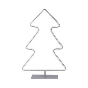 LED Tischleuchte  und Aluminium matt Tischlampe silber mit Schalter Weihnachtsdeko Tannenbaum 