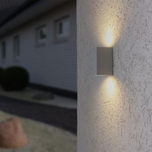 LED Wandleuchte Außen, weiß, eckig, Up & Down, 15 cm hoch, inkl. LED 