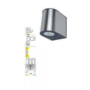 LED-Außenwandleuchte aus Edelstahl, Up & Down, Höhe 13,5cm 1x 24 Watt, 13,50 cm, 10,60 cm, 14,10 cm