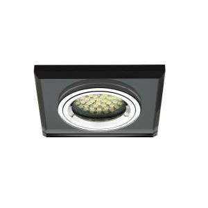 LED-Einbaustrahler, Glas, Eckig, Schwarz, Dimmbar per Wandschalter 