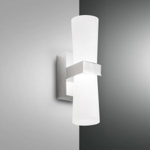 2-flg. LED-Badleuchte in Chrom glänzend, Opalglas weiß | WOHNLICHT